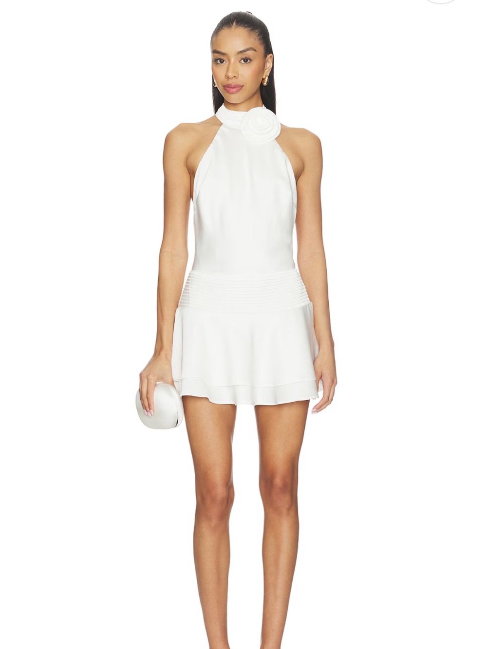 Runaway The Label Laurel High Neck Layered Mini Dress in White